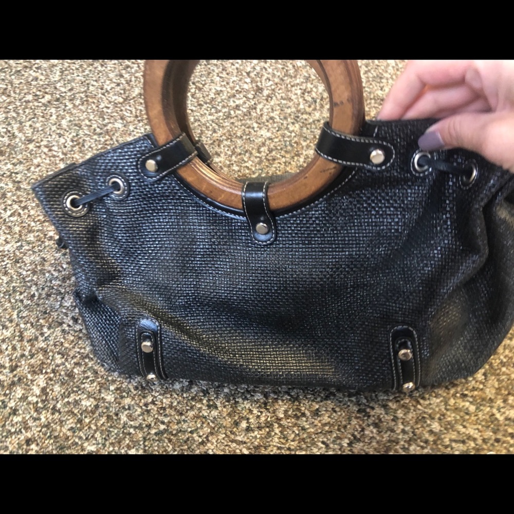 Black wood handle purse